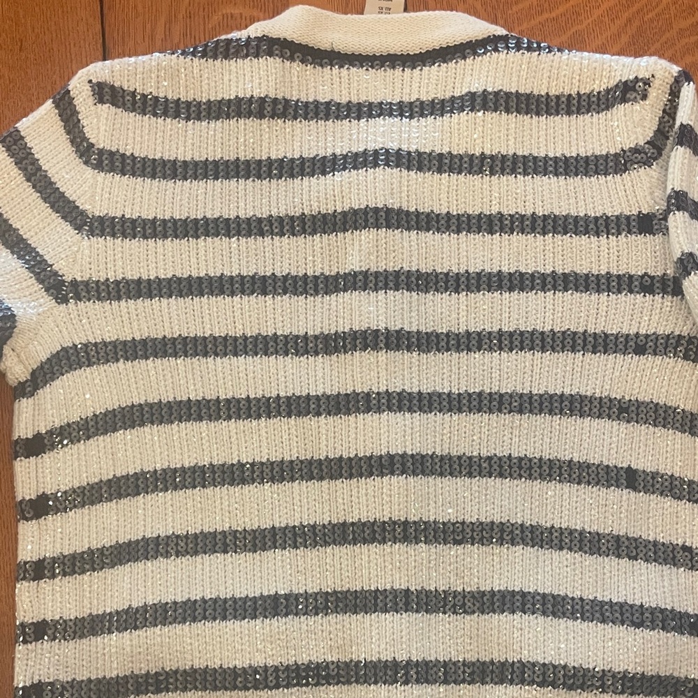 Martha Stewart White and Navy Striped Cardigan - Picture 6 of 6
